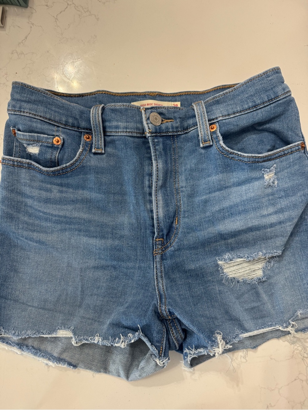 Levi's Distressed Denim Shorts high rise size 28